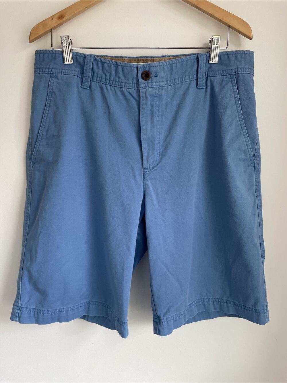 BLUE MENS 34 IZOD SALTWATER STRETCH PLAIN FRONT SHORTS COTTON P21